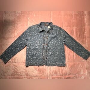 Floral Blue Jean Jacket